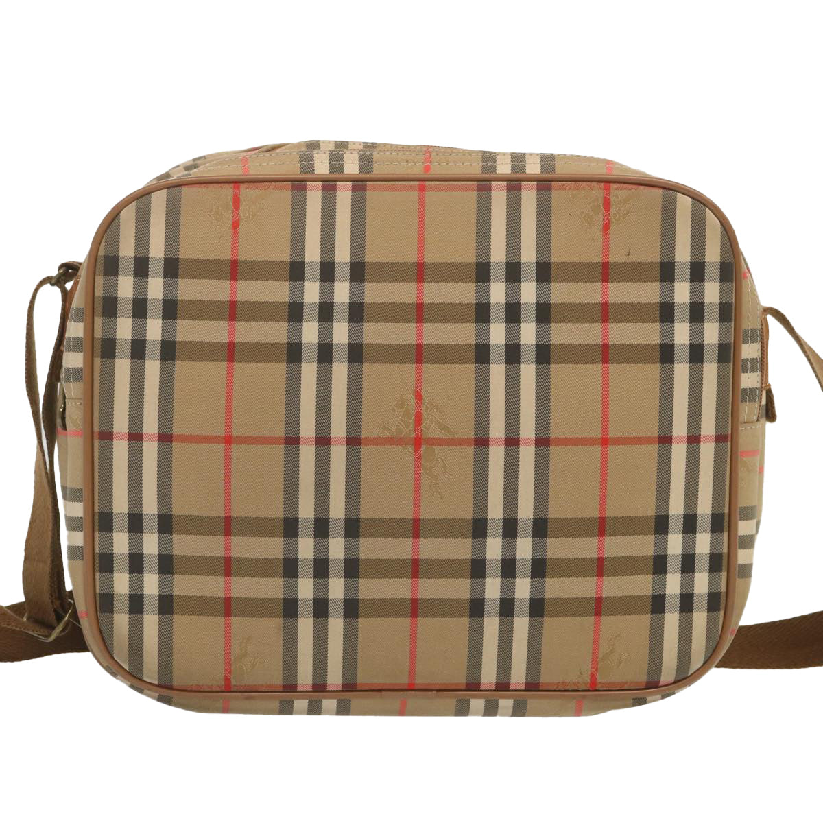BURBERRYSs Nova Check Shoulder Bag Canvas Beige Auth bs12602