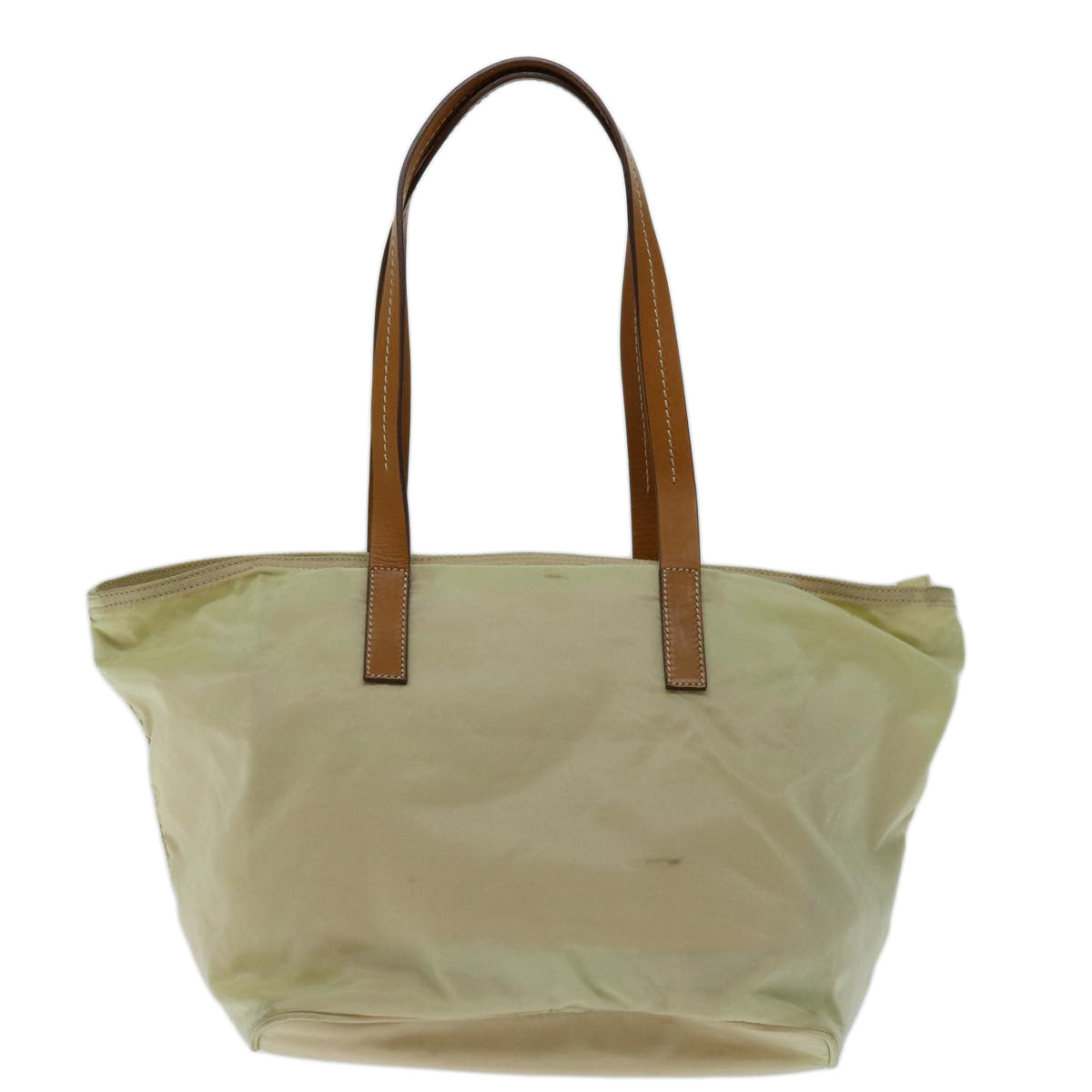 PRADA Tote Bag Nylon Beige Auth bs12616