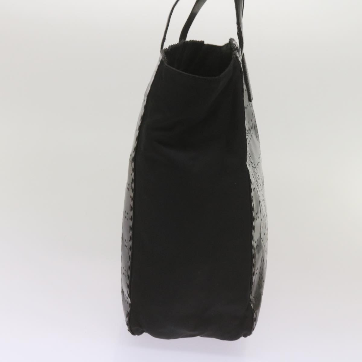 PRADA Hand Bag Nylon Leather Black Auth bs12637