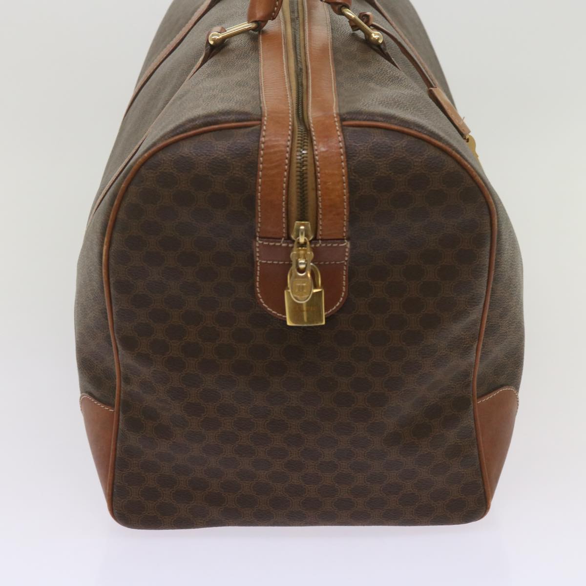 Luxury CELINE Macadam Canvas Boston Bag PVC Brown 12755