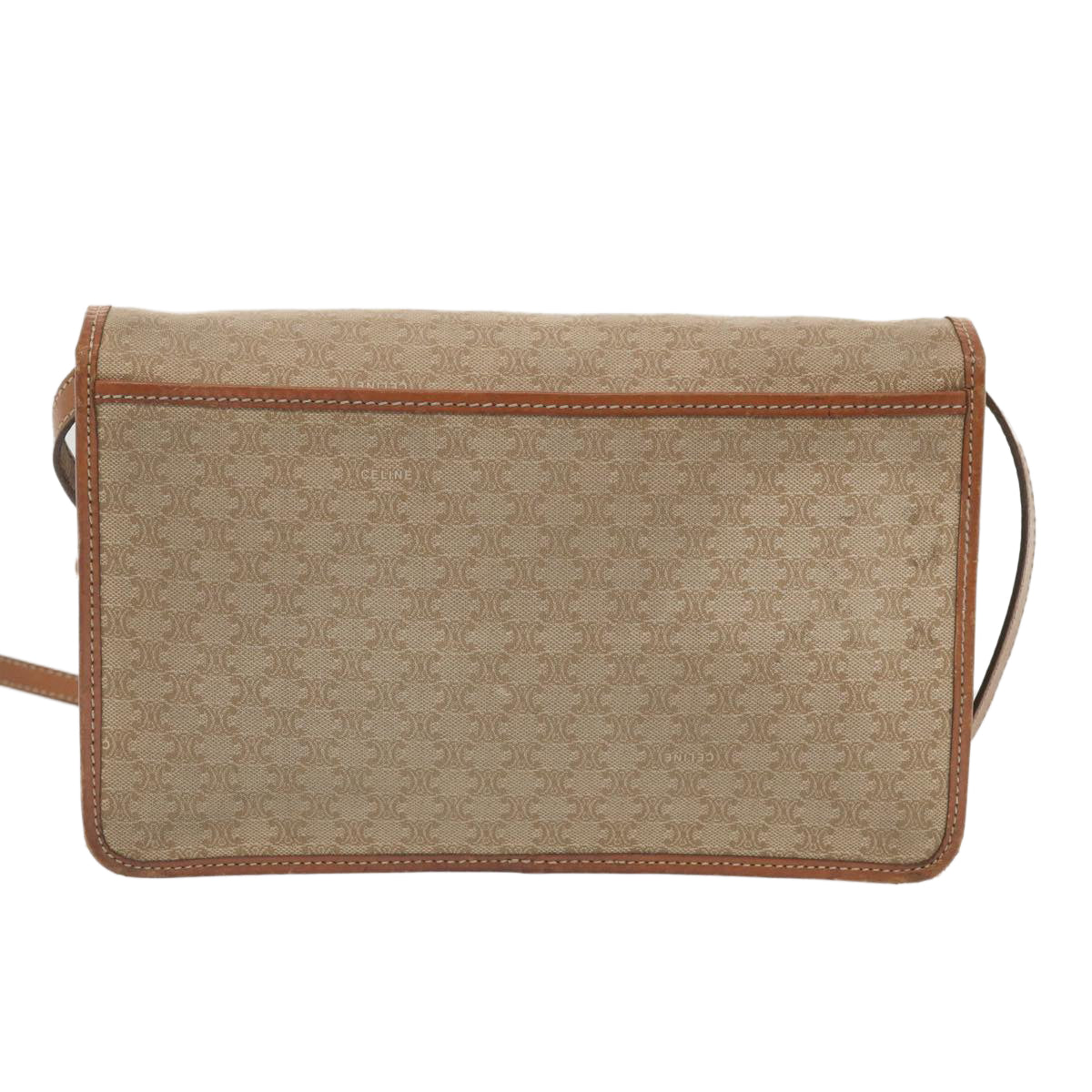 Luxury CELINE Macadam Canvas Shoulder Bag Beige 12923