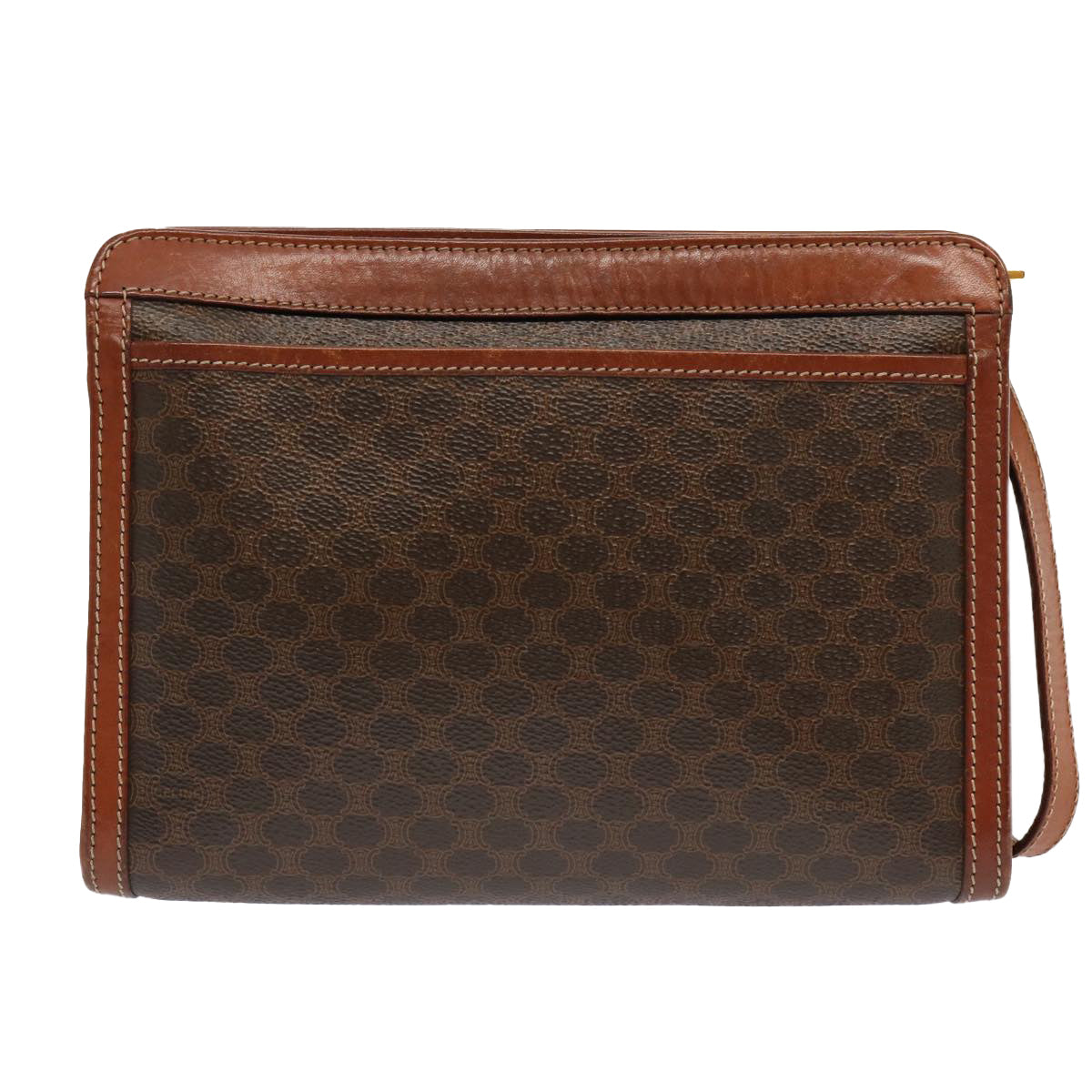 Luxury CELINE Macadam Canvas Clutch Bag PVC Brown 13124