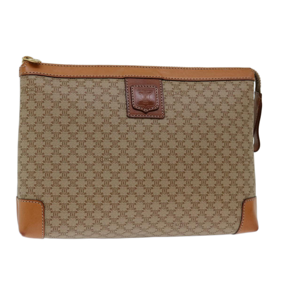 Luxury CELINE Macadam Canvas Clutch Bag Beige 13268