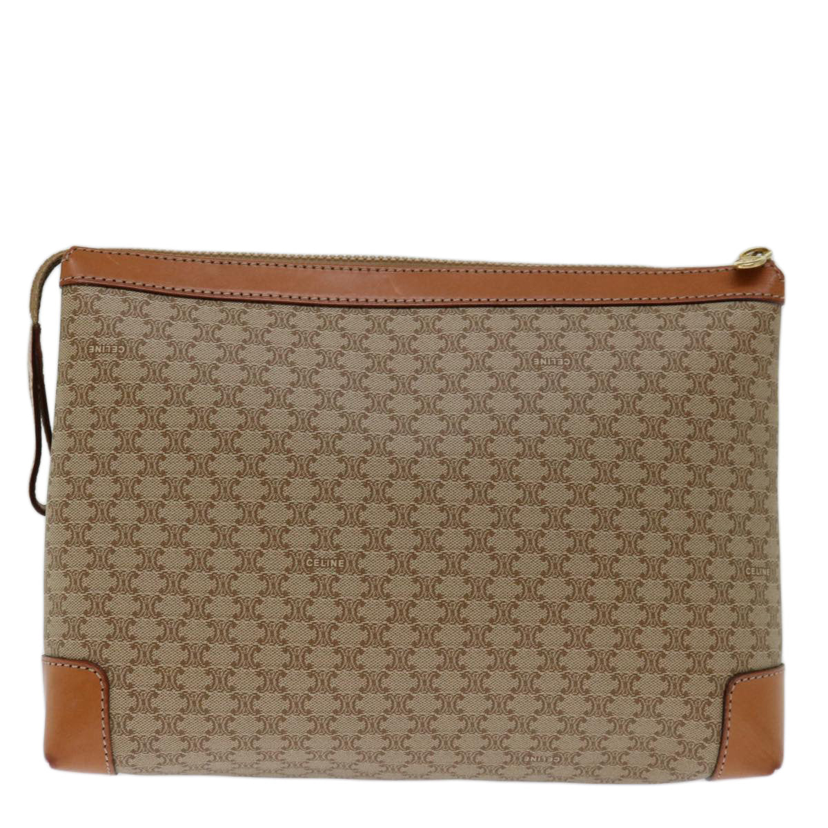 Luxury CELINE Macadam Canvas Clutch Bag Beige 13268