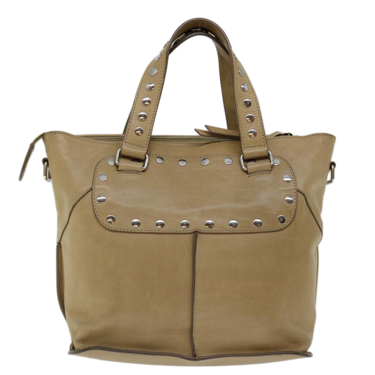 Luxury CELINE Hand Bag Leather Beige 13273