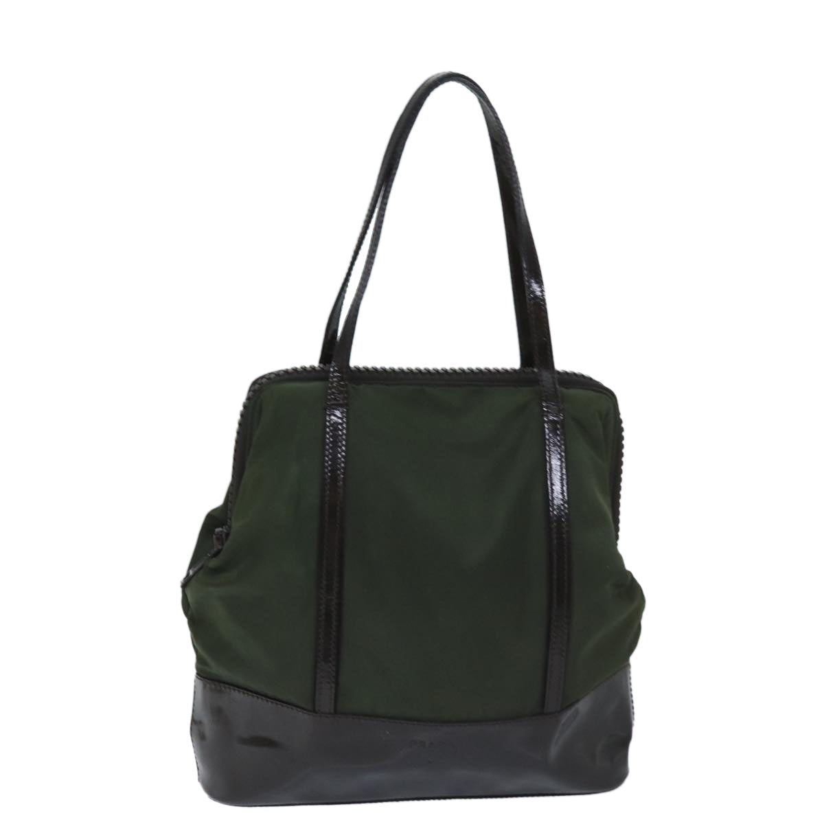 PRADA Hand Bag Nylon Khaki Auth bs13301