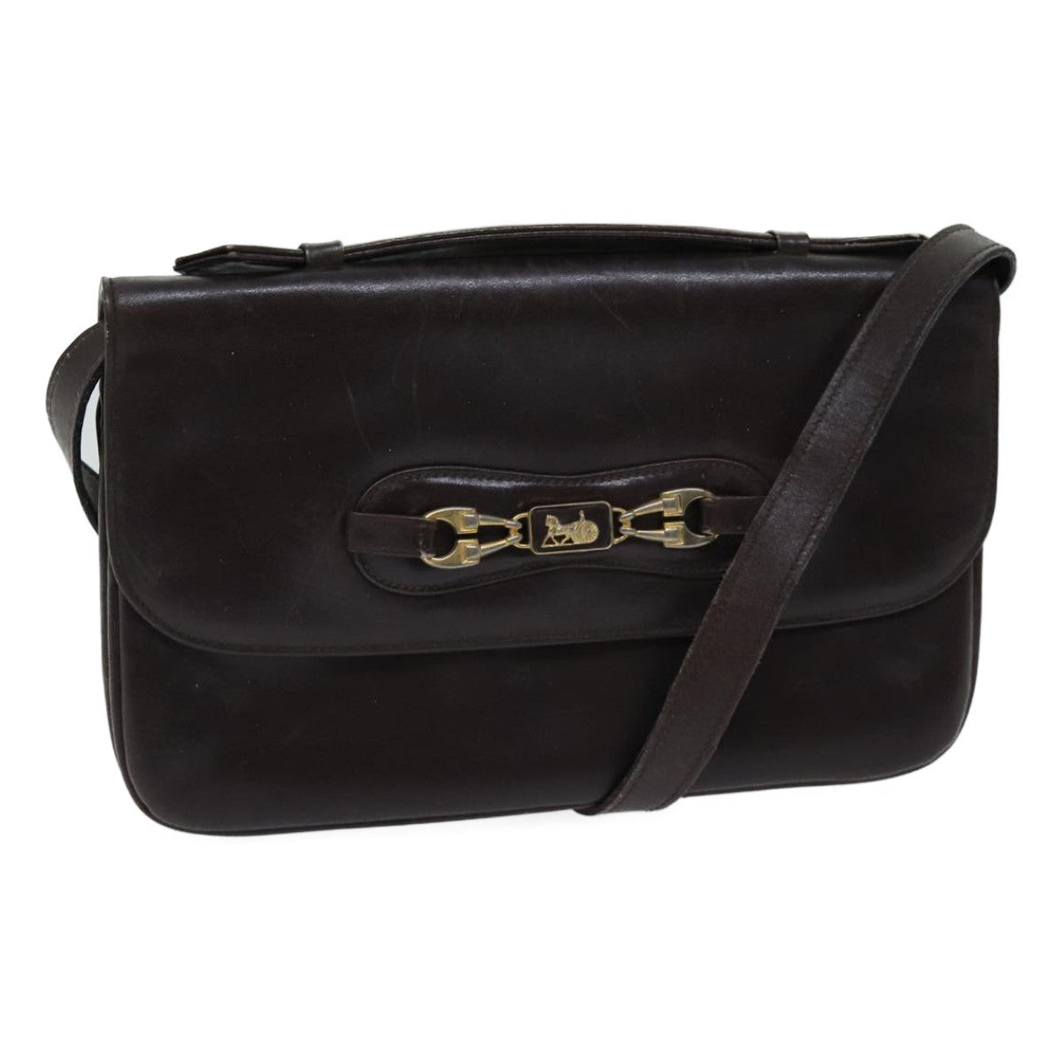Luxury CELINE Shoulder Bag Leather Brown 13408