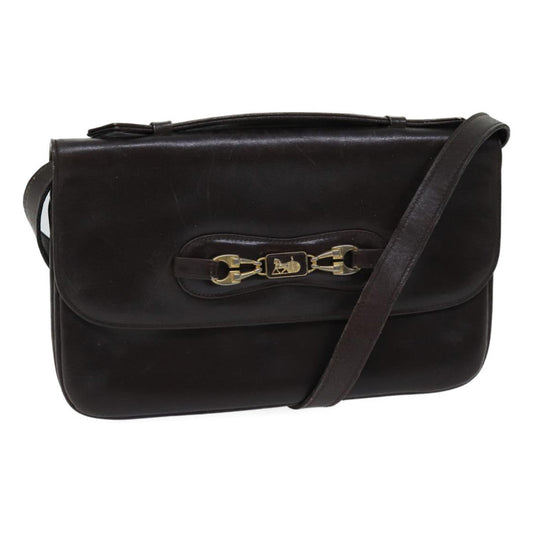 Luxury CELINE Shoulder Bag Leather Brown 13408