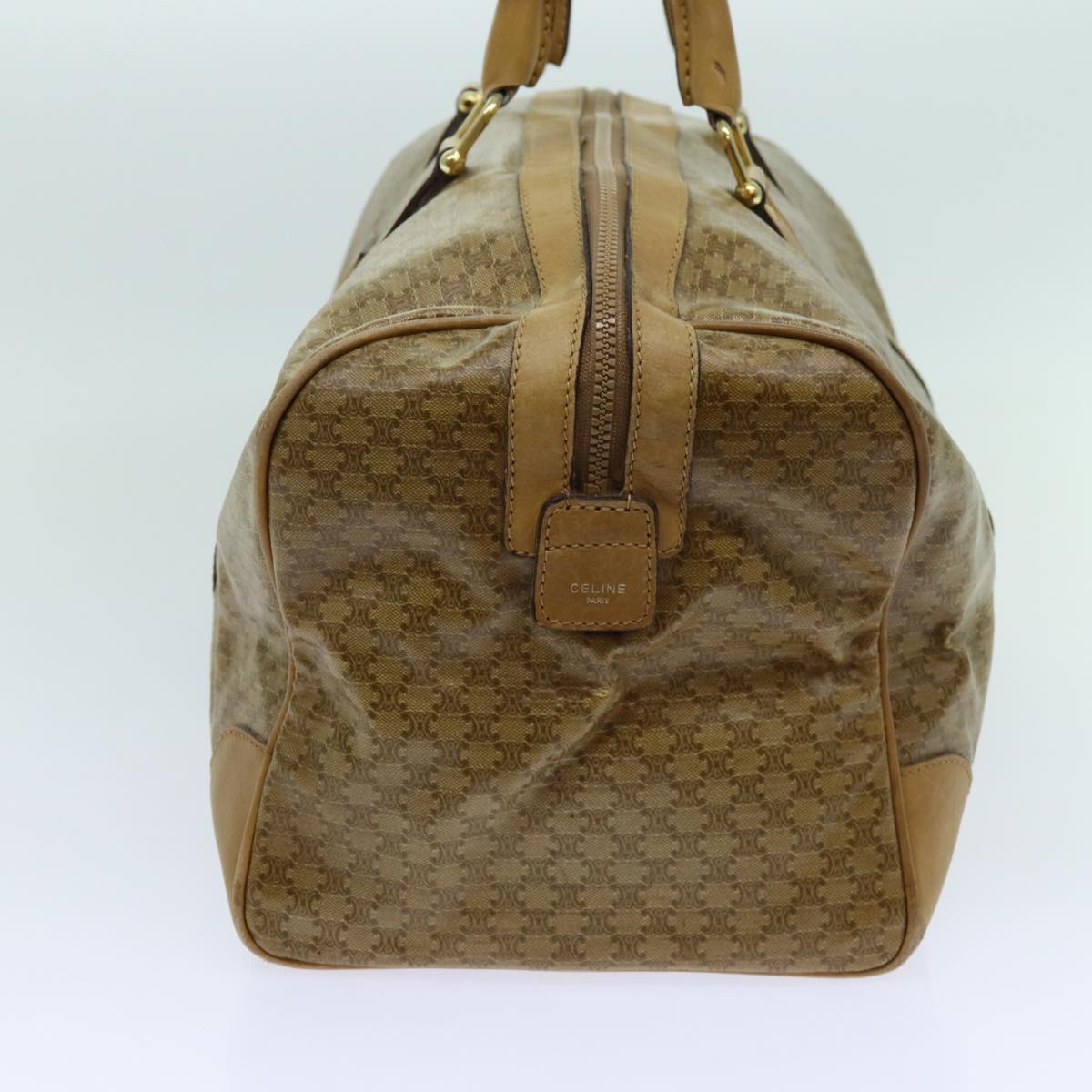 Luxury CELINE Macadam Canvas Boston Bag Beige 13419