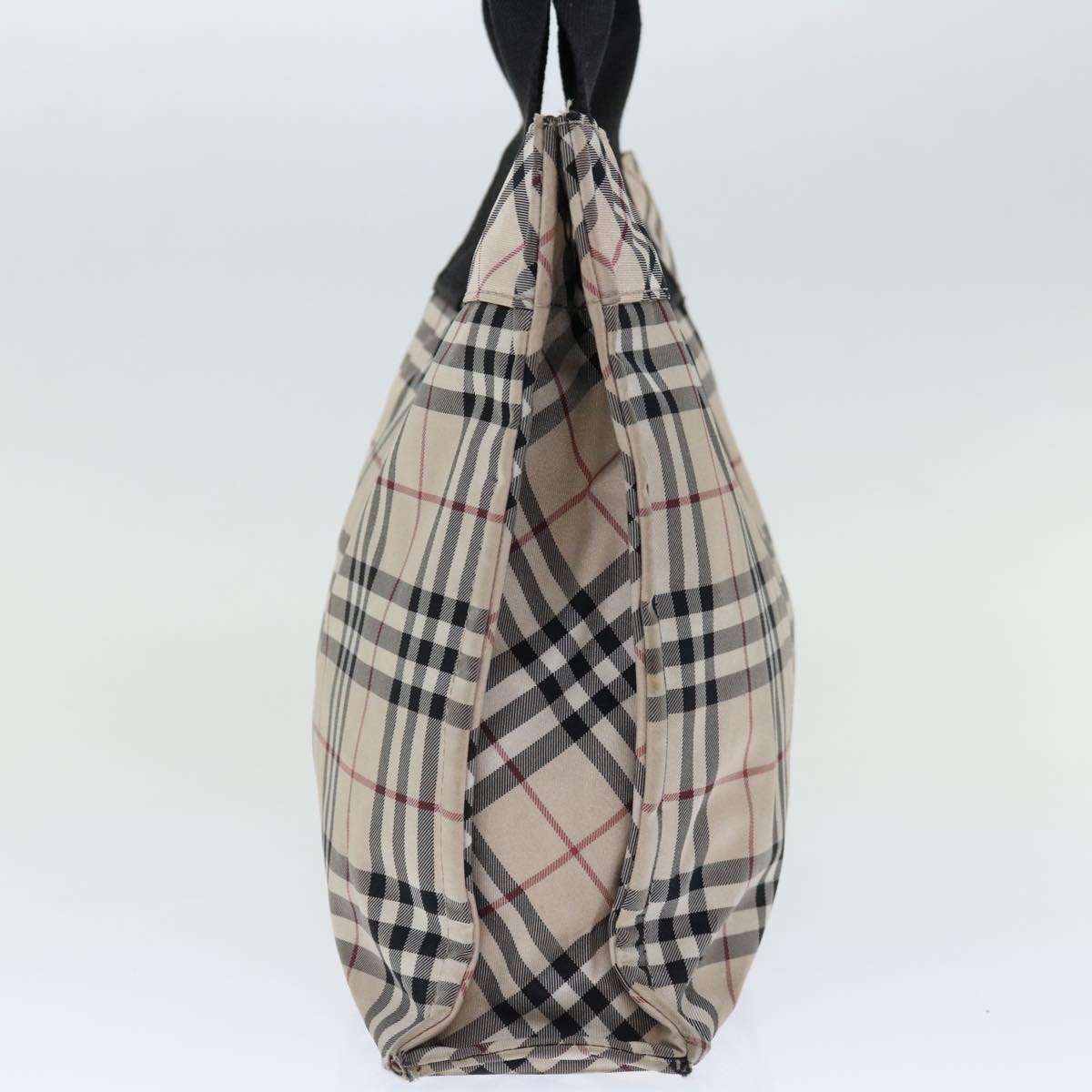 BURBERRY Nova Check Blue Label Hand Bag Nylon Beige Auth bs13466