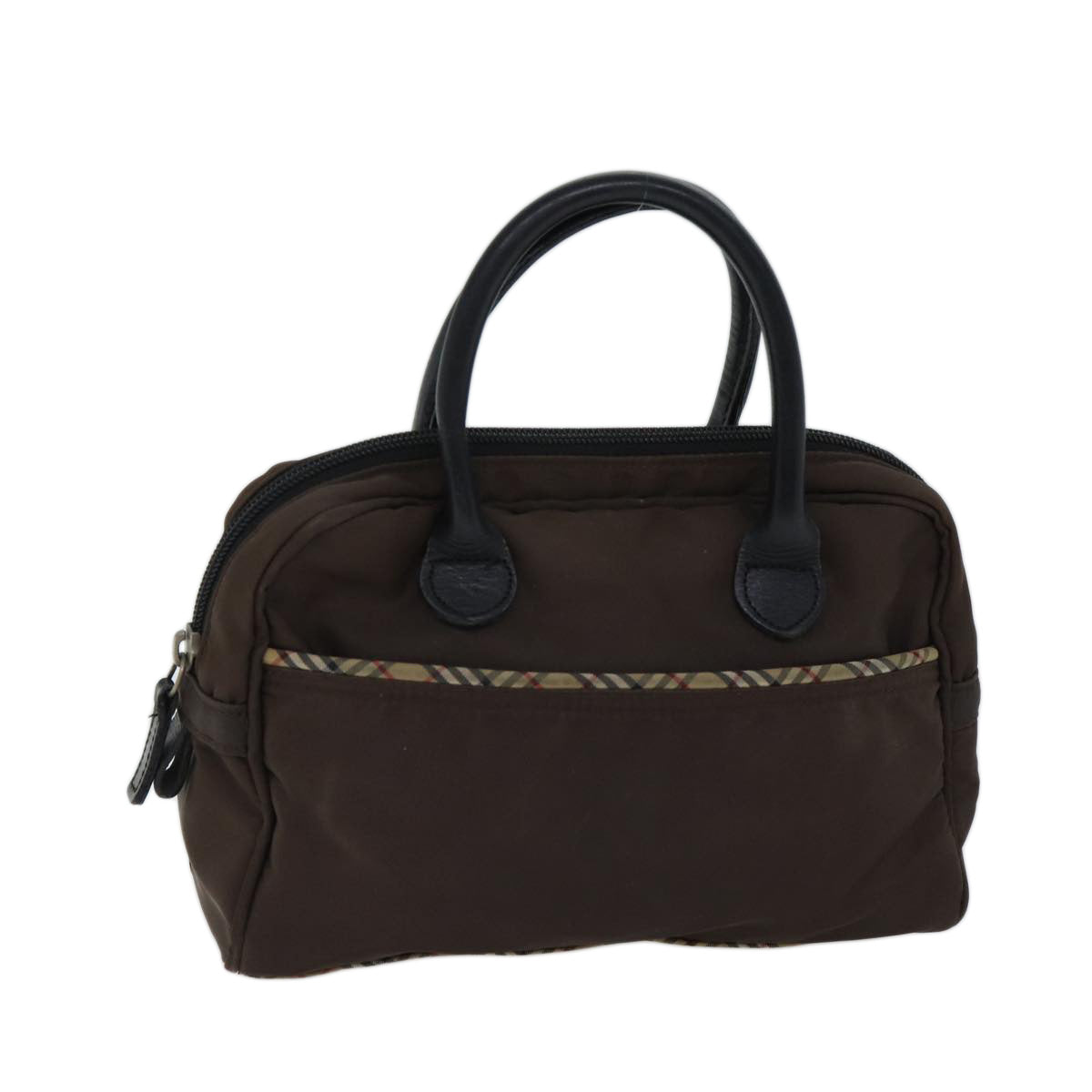 Burberry Golf Nova Check Hand Bag Nylon Brown Auth bs13606