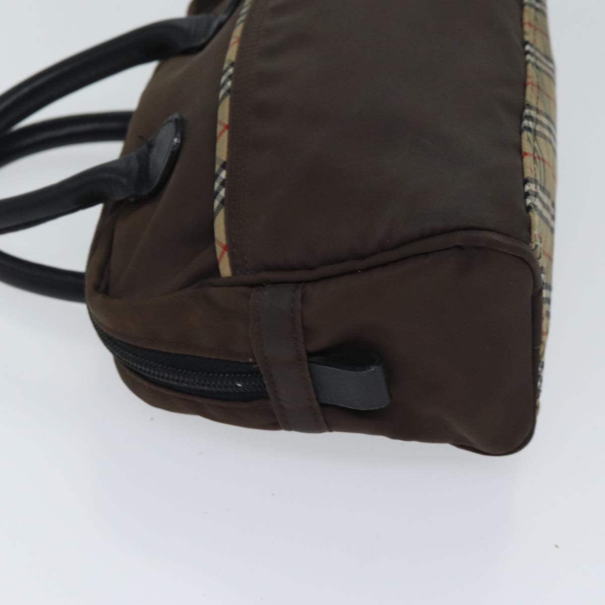 Burberry Golf Nova Check Hand Bag Nylon Brown Auth bs13606