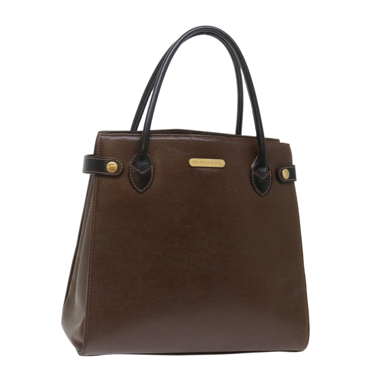 Burberry Hand Bag Leather Brown Auth bs13652
