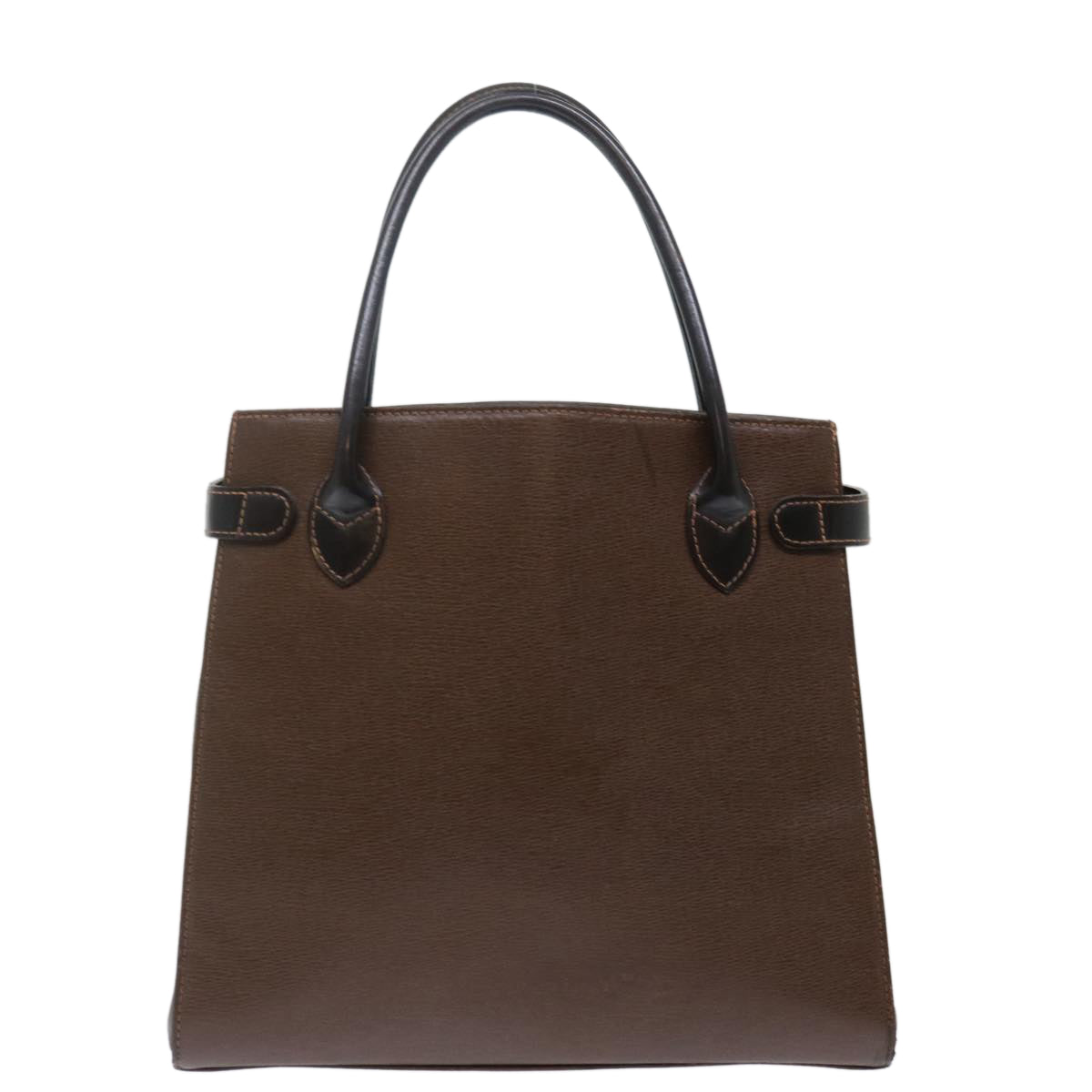 Burberry Hand Bag Leather Brown Auth bs13652