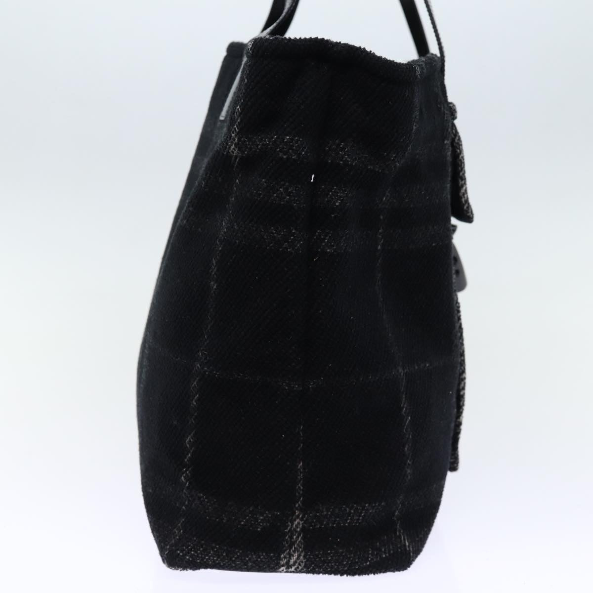 Burberry Nova Check Hand Bag Wool Black Auth bs13719