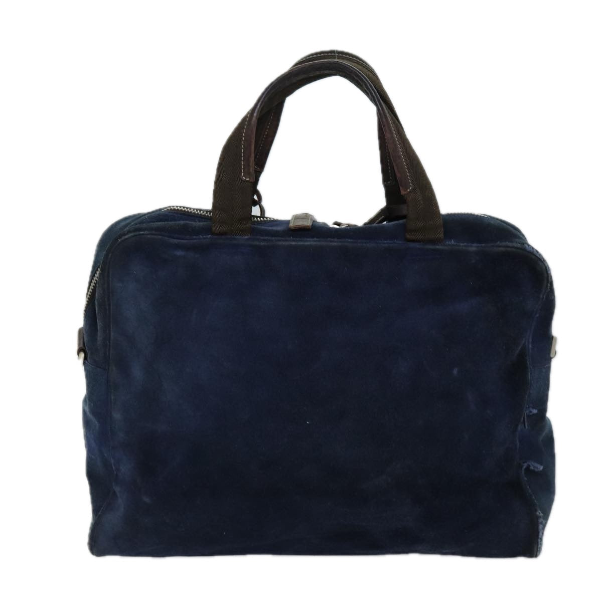 PRADA Hand Bag Suede Navy Auth bs13802