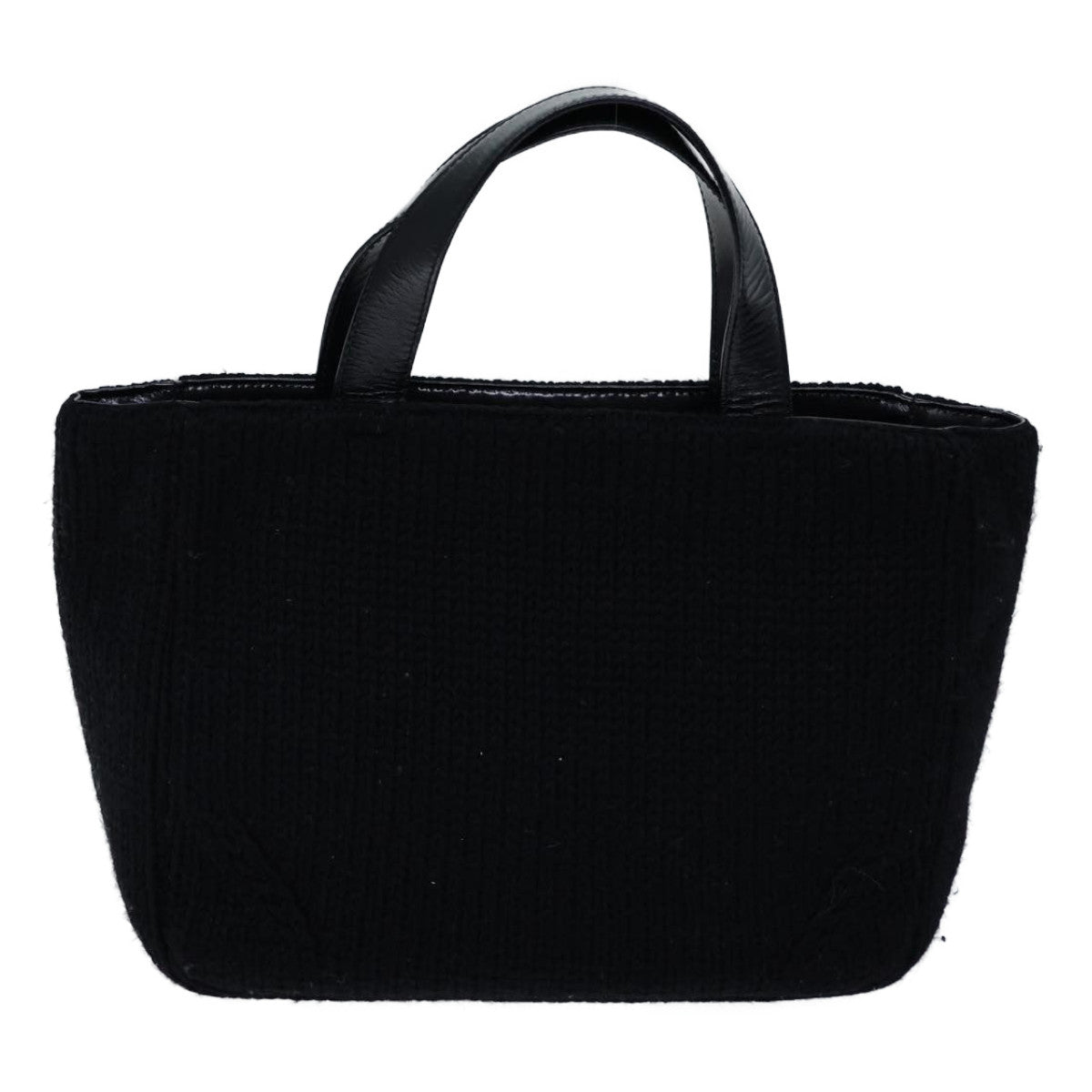 PRADA Hand Bag Wool Black Auth bs13809