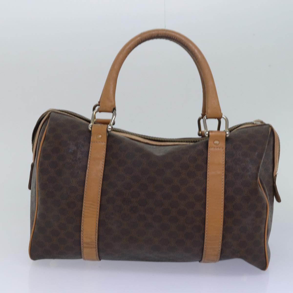 Luxury CELINE Macadam Canvas Pouch Hand Bag PVC Leather 3Set Beige Brown 14082