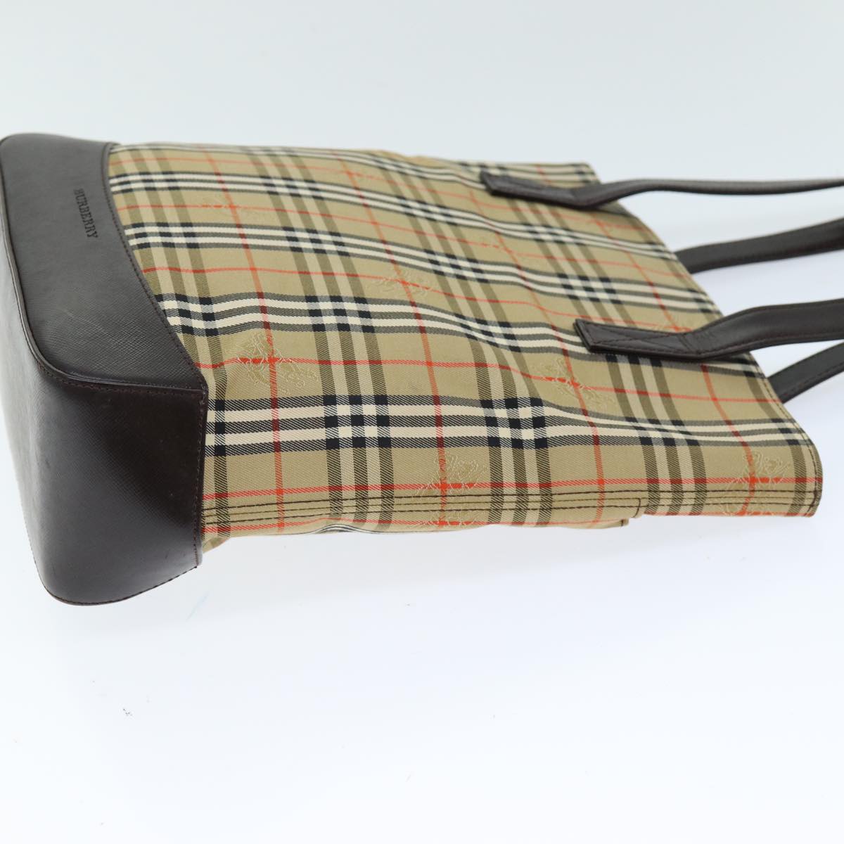 Burberry Nova Check Tote Bag Canvas Leather Beige Auth bs14347