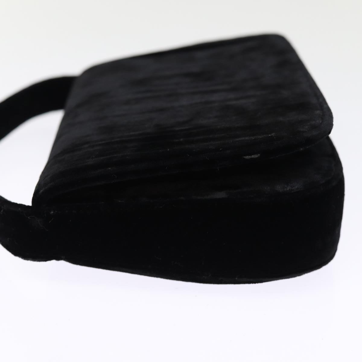 PRADA Hand Bag Velor Black Auth bs14371