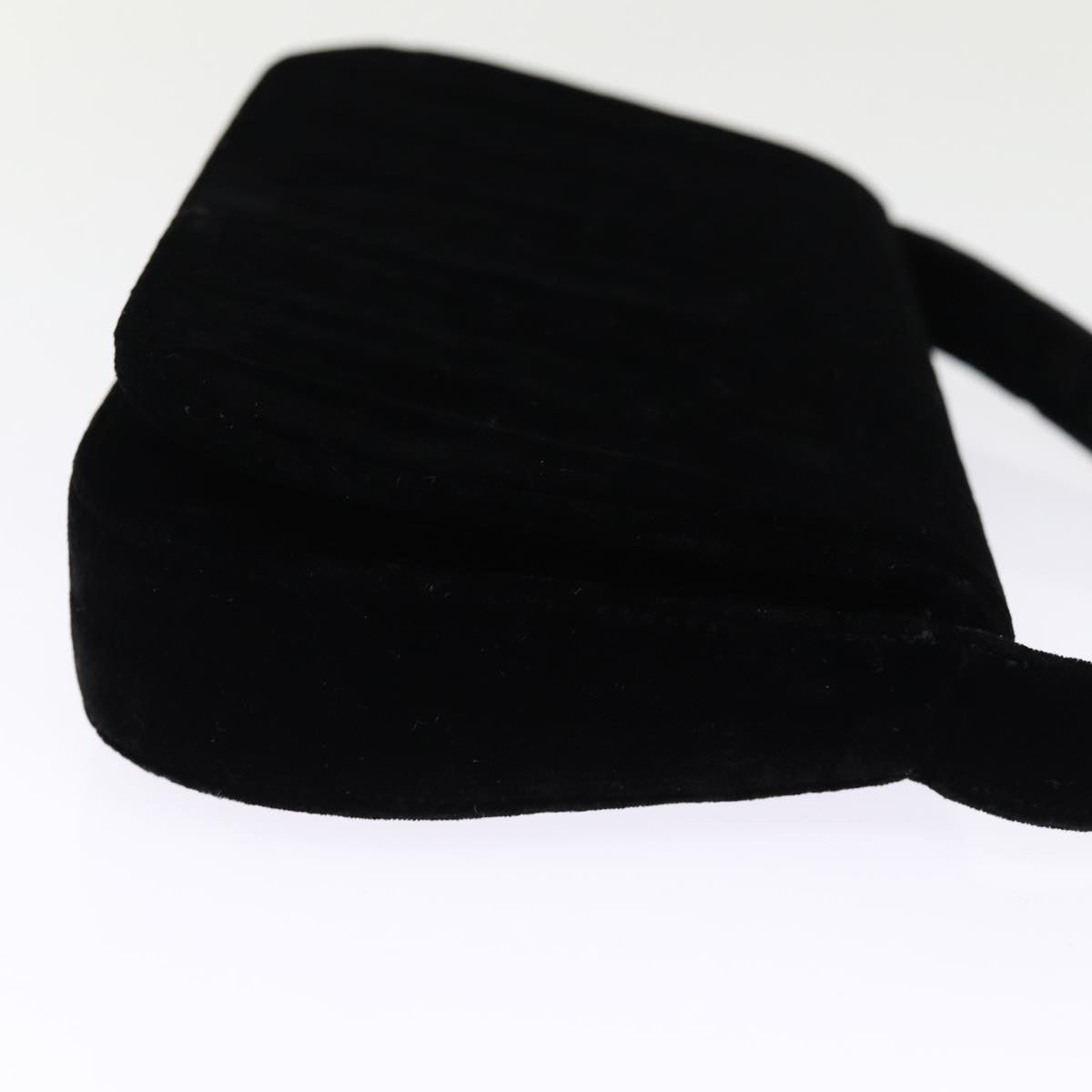PRADA Hand Bag Velor Black Auth bs14371