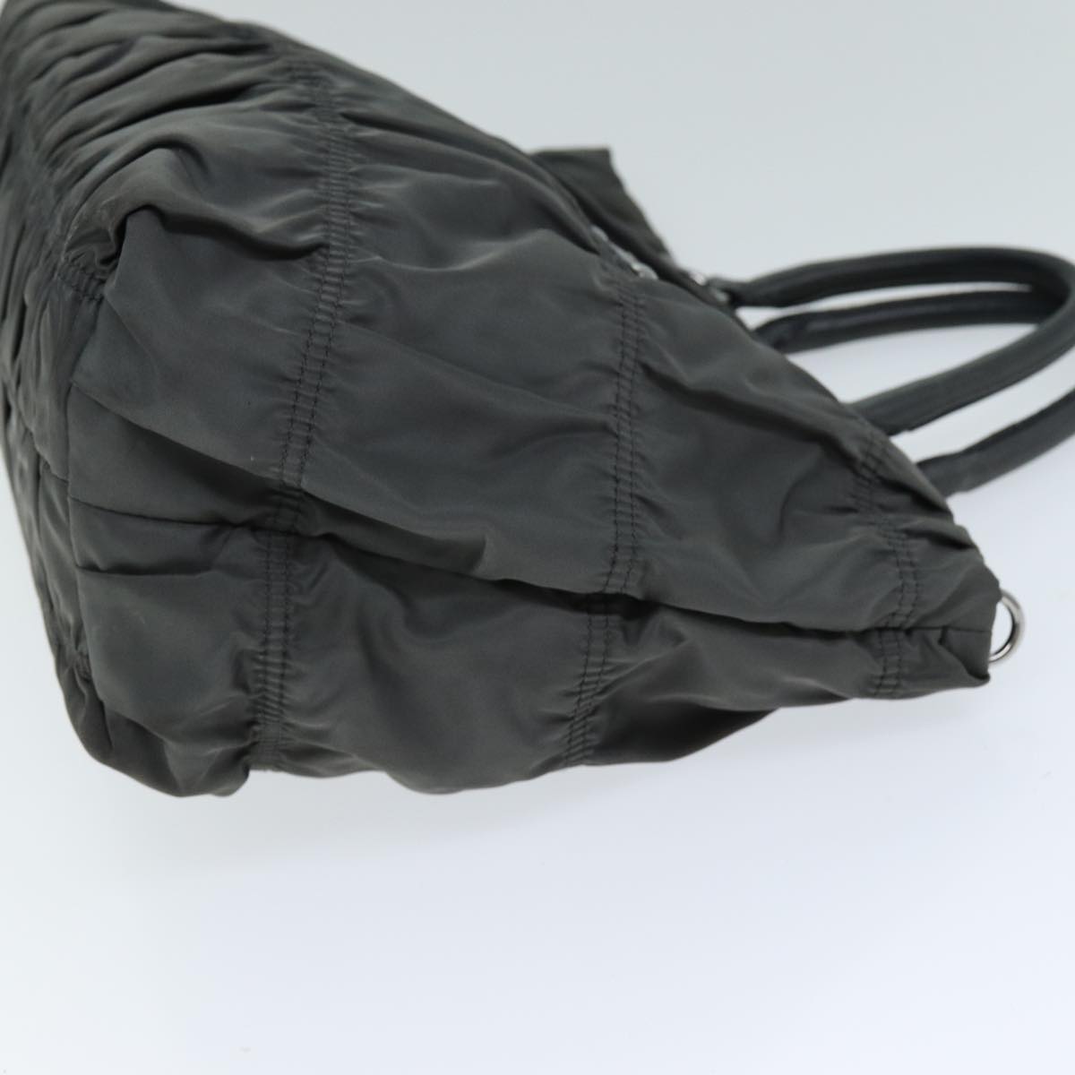 PRADA Hand Bag Nylon Gray Auth bs14395