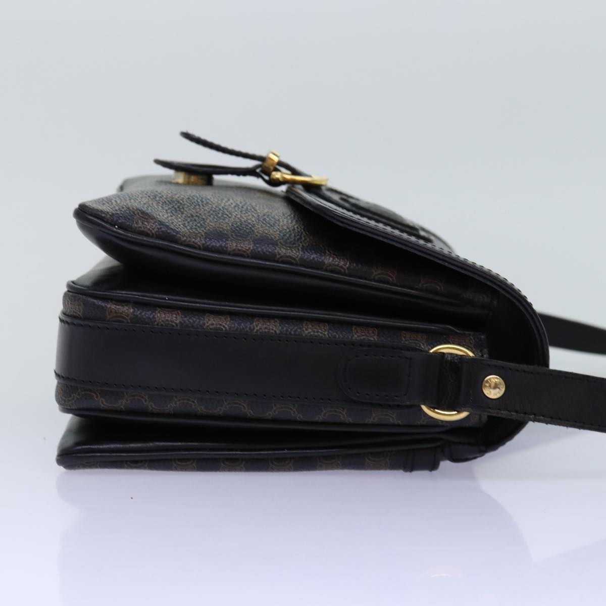Luxury CELINE Macadam Canvas Shoulder Bag PVC Black 14461