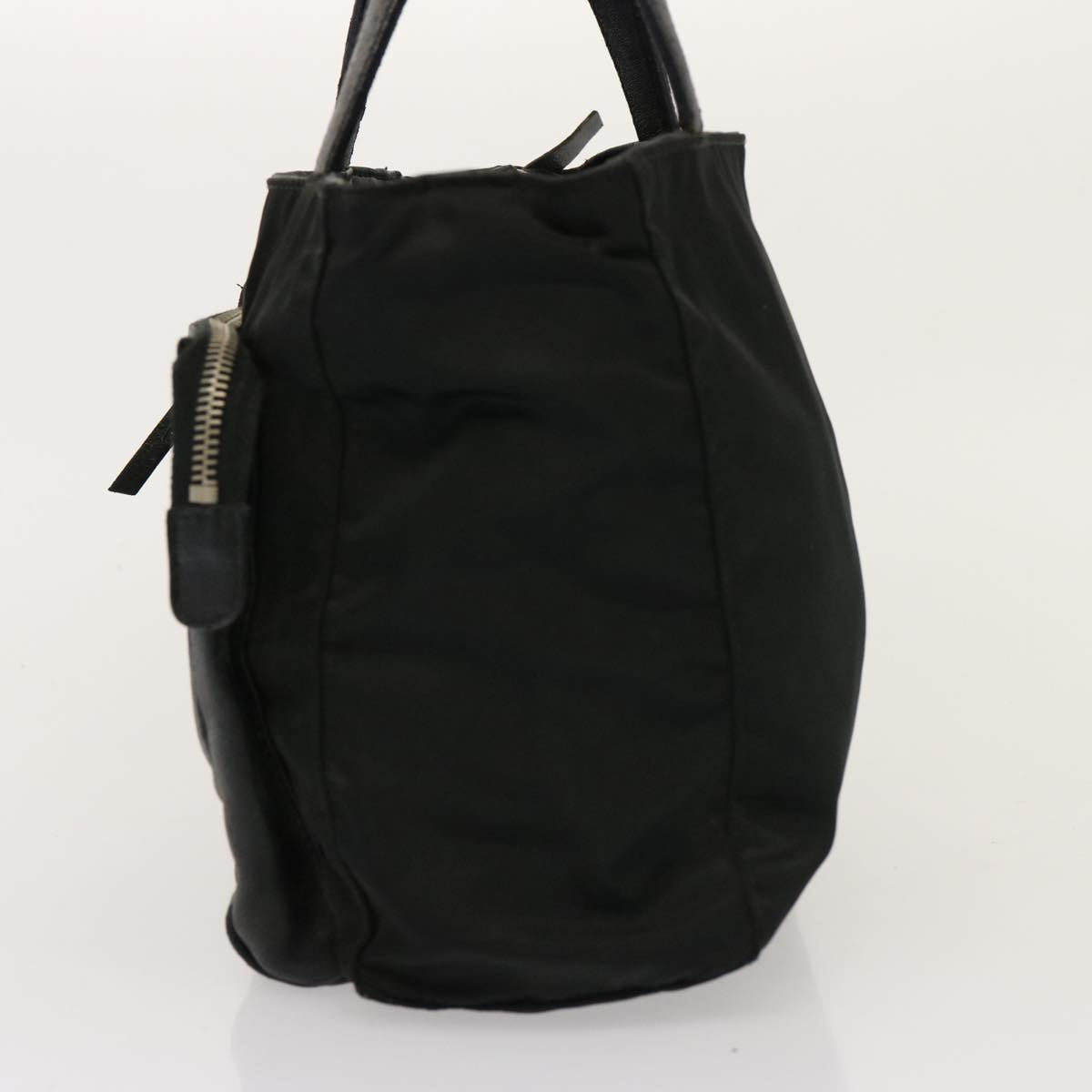 PRADA Hand Bag Nylon Leather Black Auth bs14650