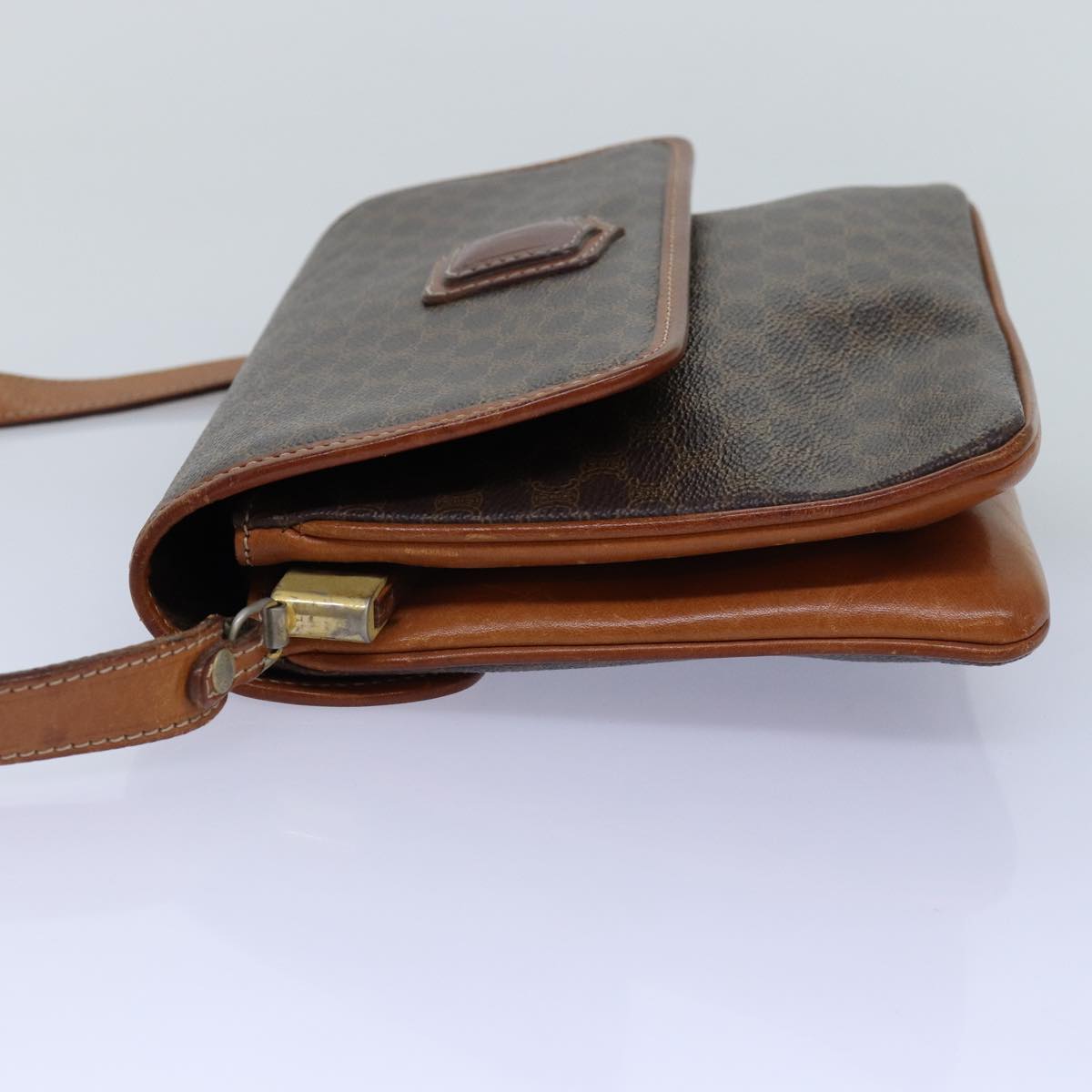 Luxury CELINE Macadam Canvas Shoulder Bag PVC Brown 14757