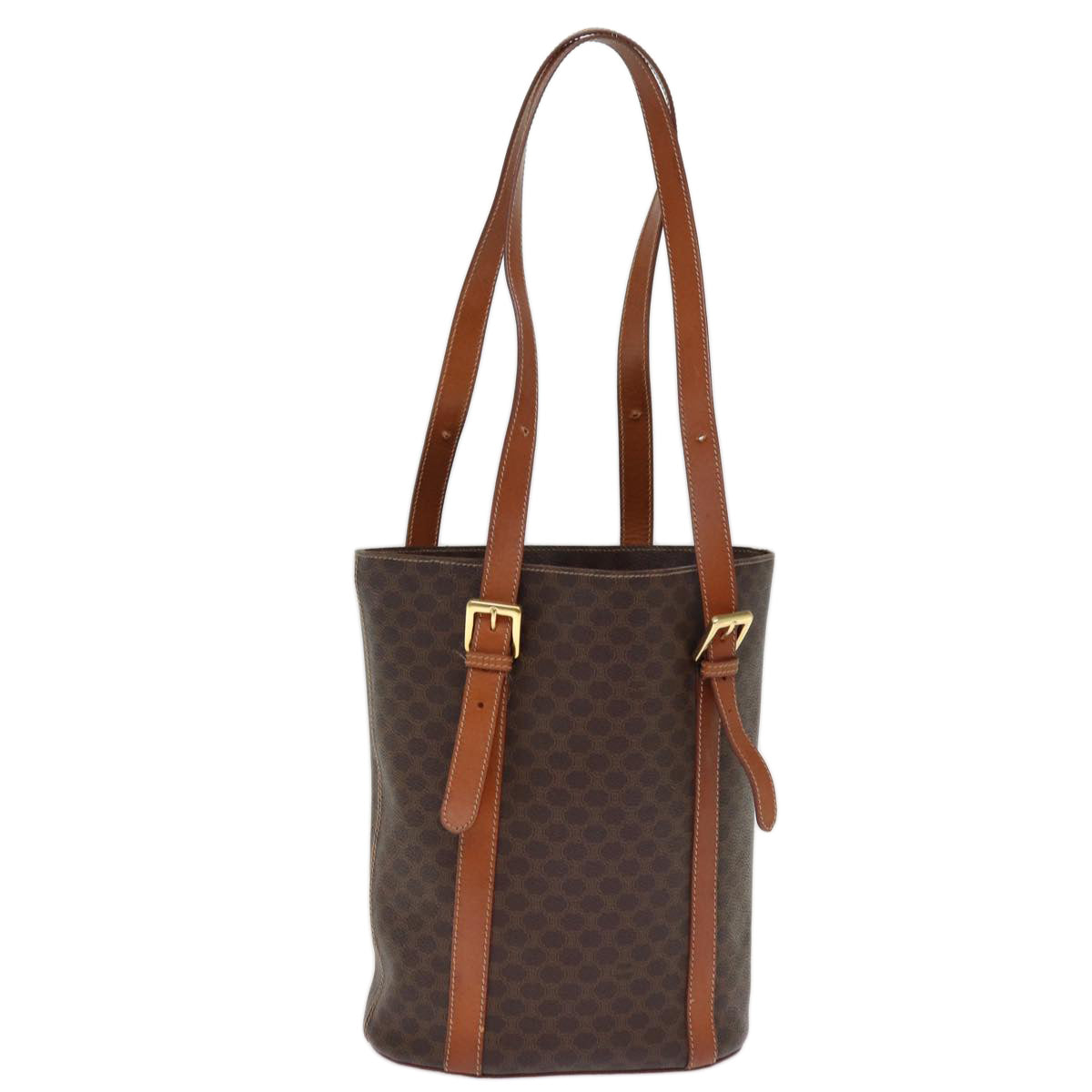 Luxury CELINE Macadam Canvas Tote Bag PVC Brown 14791