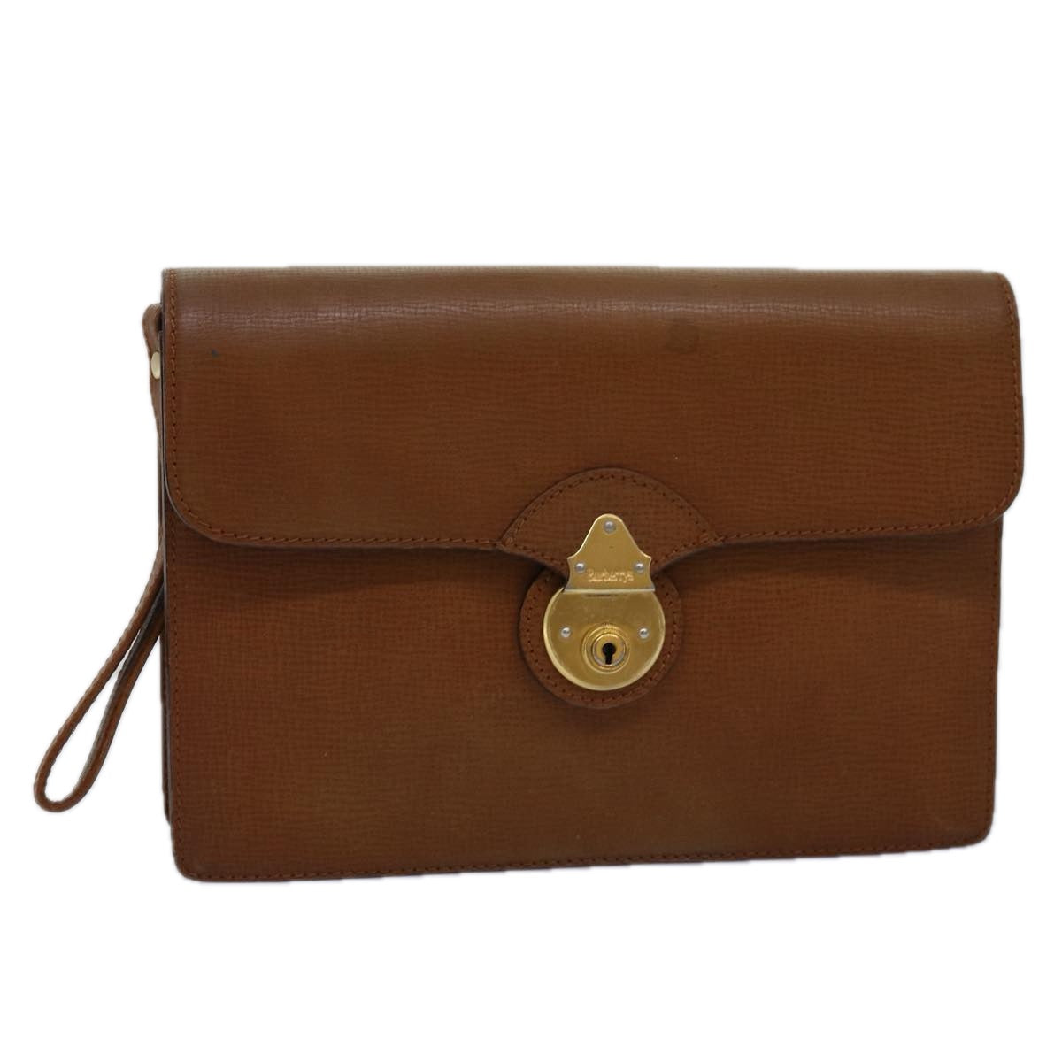 BurberrySs Clutch Bag Leather Brown Auth bs14900