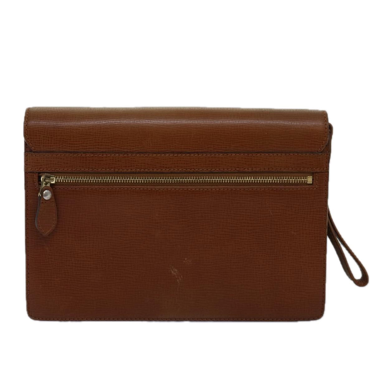 BurberrySs Clutch Bag Leather Brown Auth bs14900