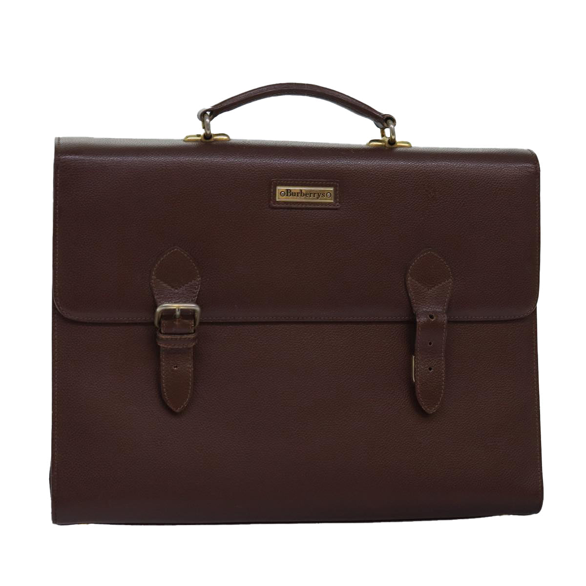 BurberrySs Hand Bag Leather Brown Auth bs14914