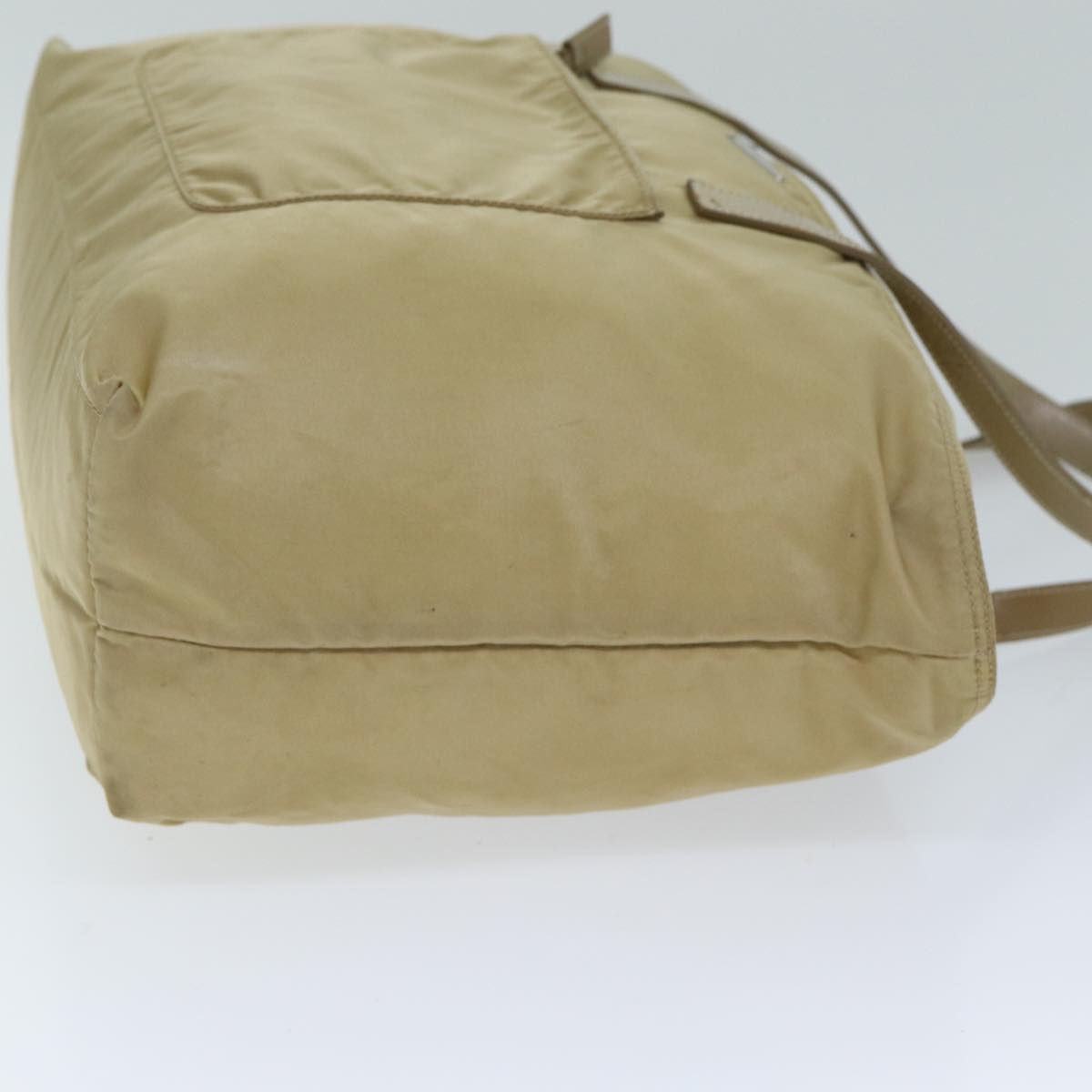 PRADA Tote Bag Nylon Beige Auth bs15117