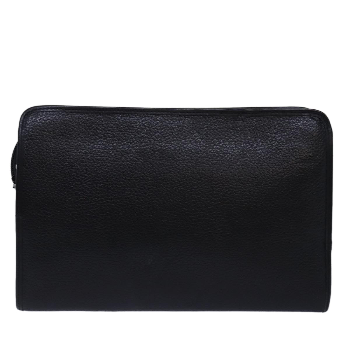 BurberrySs Clutch Bag Leather Black Auth bs15137