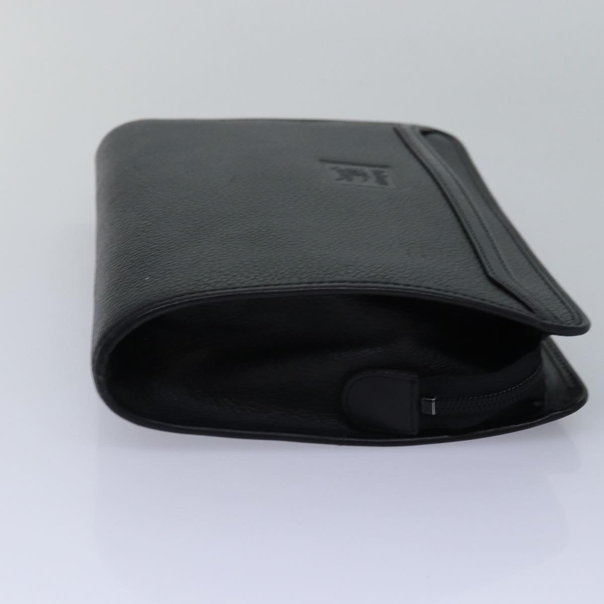 BurberrySs Clutch Bag Leather Black Auth bs15137