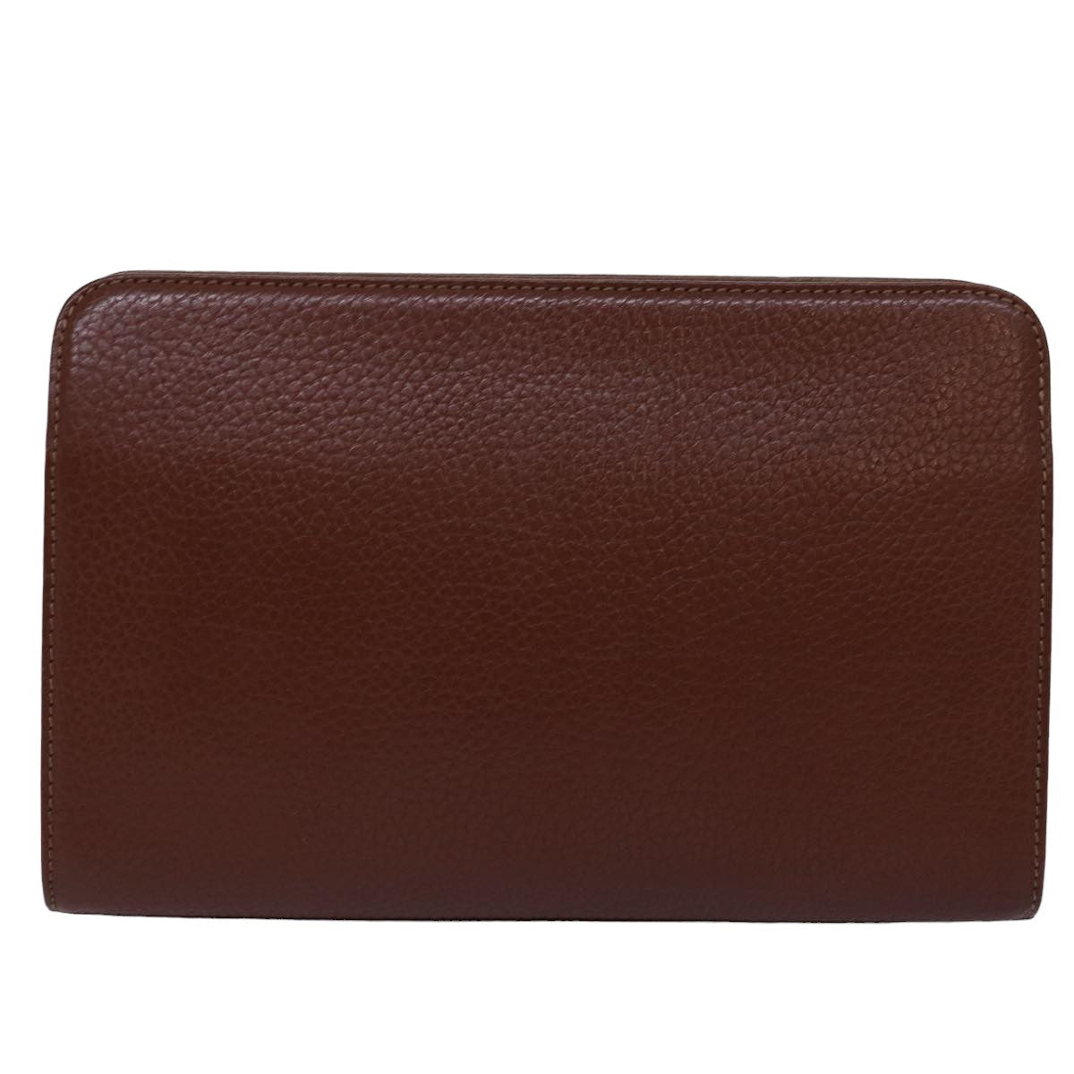 BurberrySs Clutch Bag Leather Brown Auth bs15138