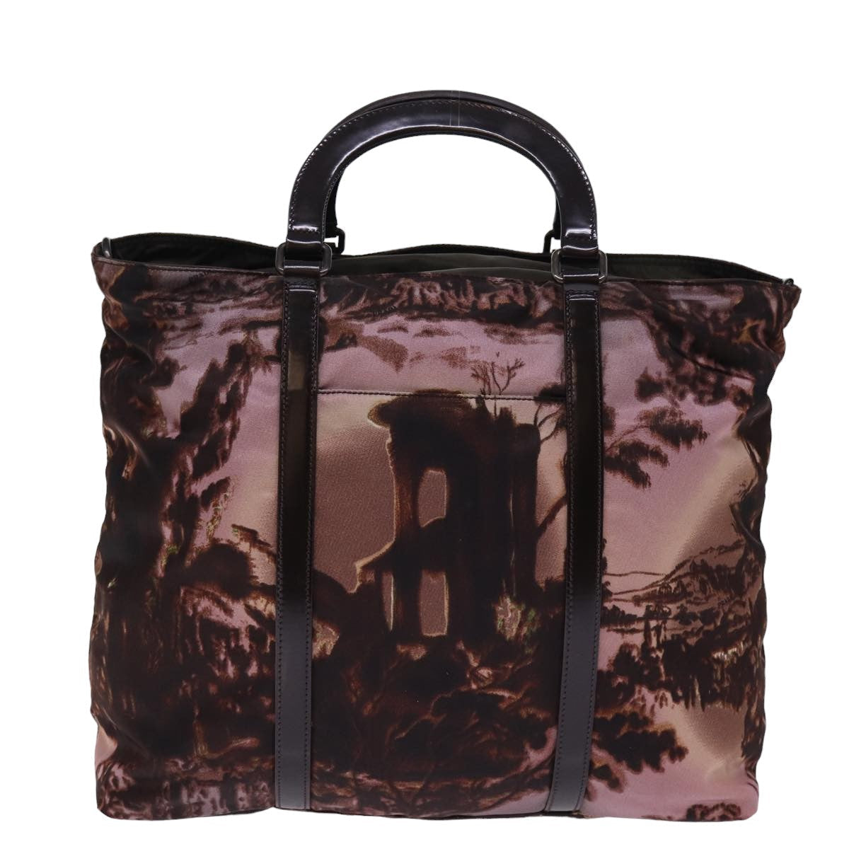 PRADA Hand Bag Nylon Brown Auth bs15166