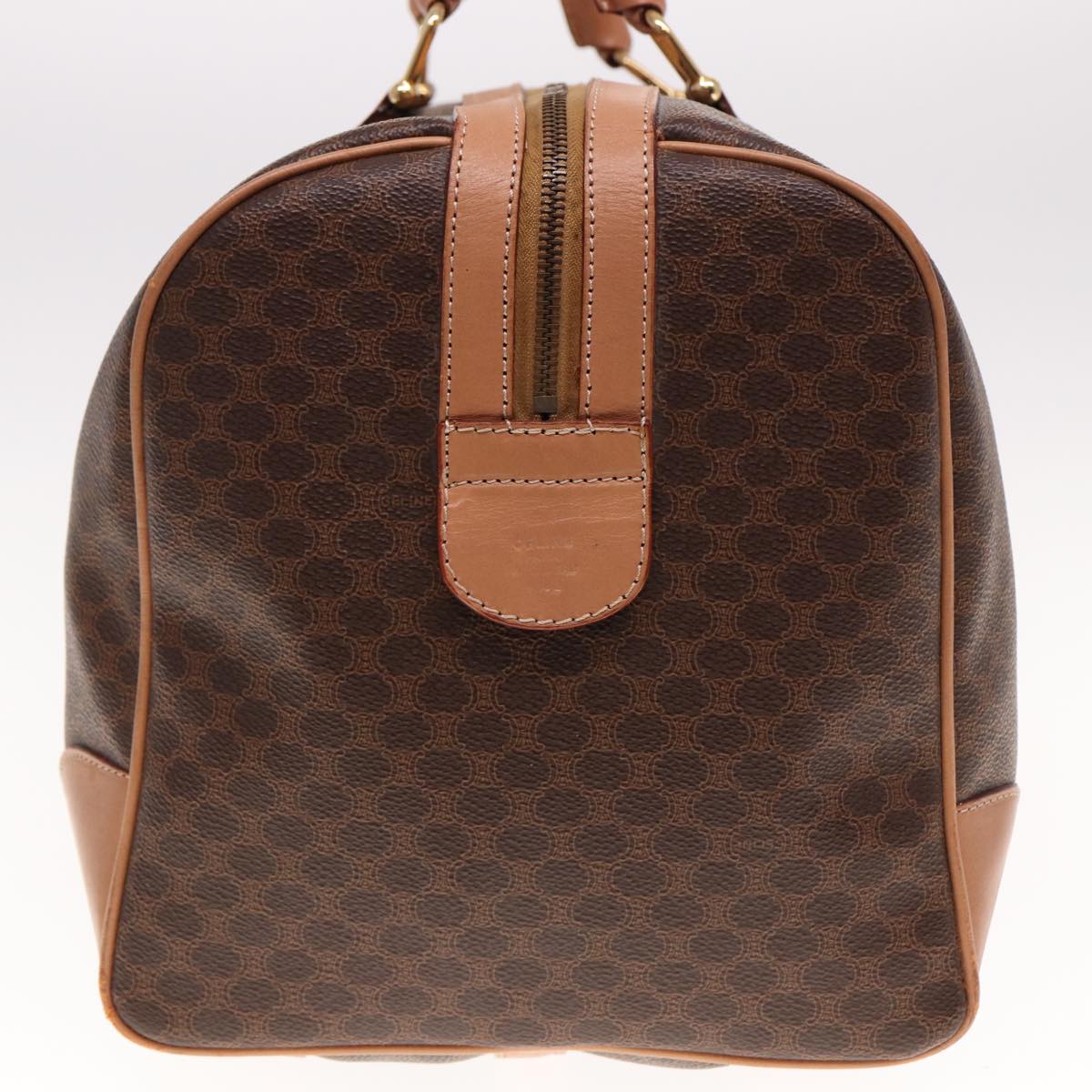 Luxury CELINE Macadam Canvas Boston Bag PVC Leather Brown 15177