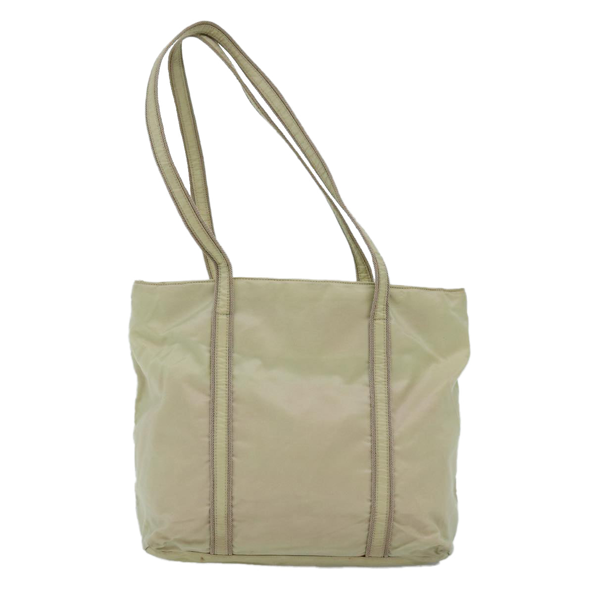 PRADA Tote Bag Nylon Beige Auth bs15267