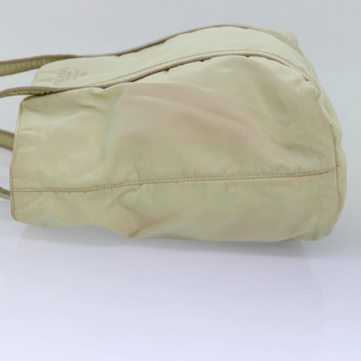 PRADA Tote Bag Nylon Beige Auth bs15267