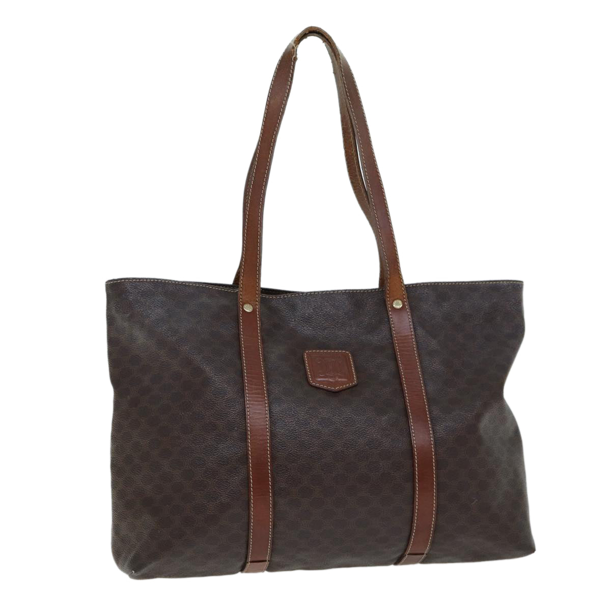 Luxury CELINE Macadam Canvas Tote Bag PVC Leather Brown 15311