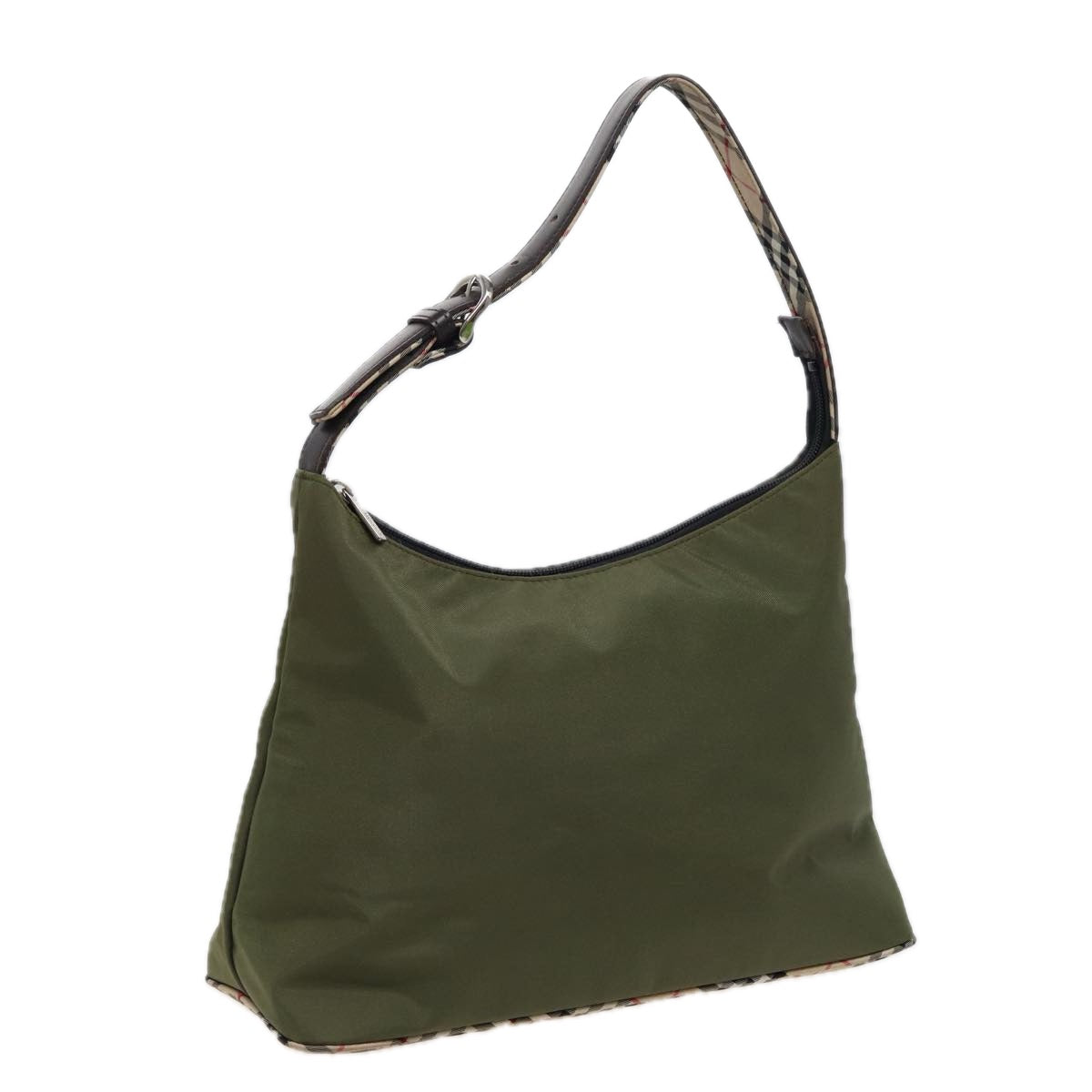 BurberrySs Blue Label Shoulder Bag Nylon Khaki Auth bs15353