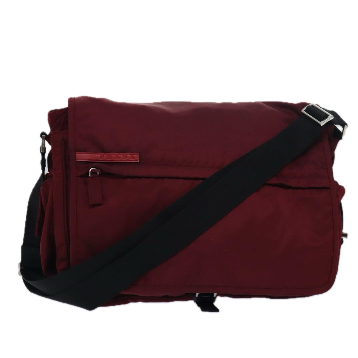 PRADA Shoulder Bag Nylon Red Black Auth