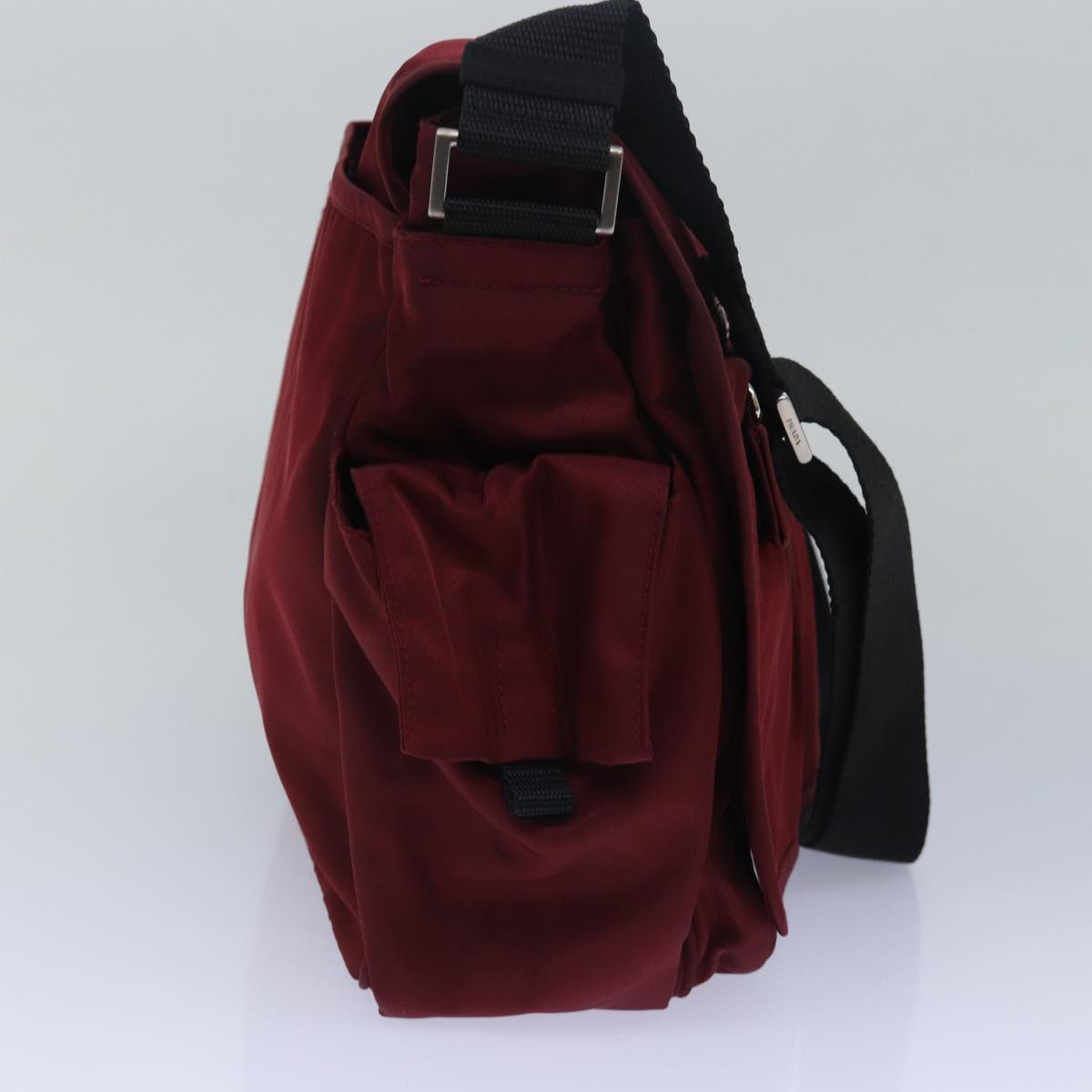 PRADA Shoulder Bag Nylon Red Black Auth
