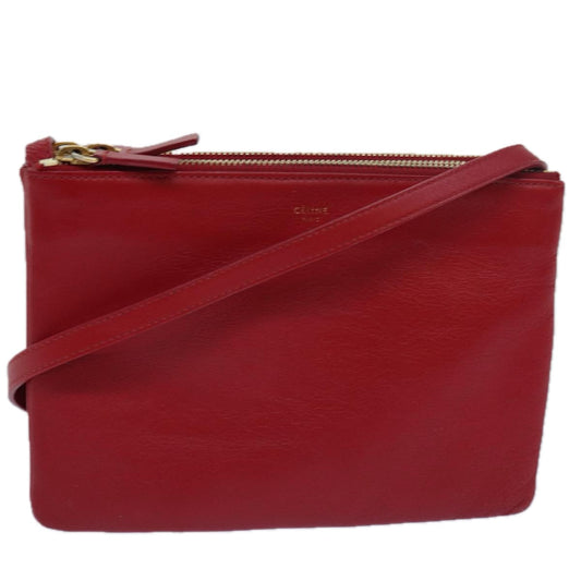 Luxury CELINE Trio Small Shoulder Bag Leather Red 15431