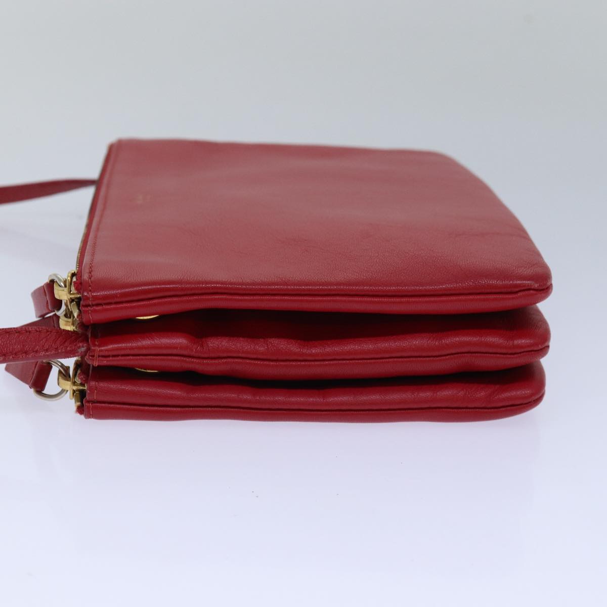 Luxury CELINE Trio Small Shoulder Bag Leather Red 15431