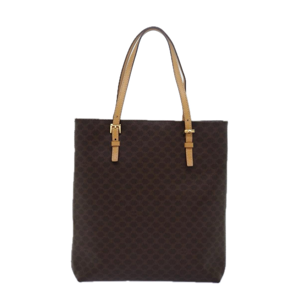 Luxury CELINE Macadam Canvas Hand Bag PVC Leather Brown 15492