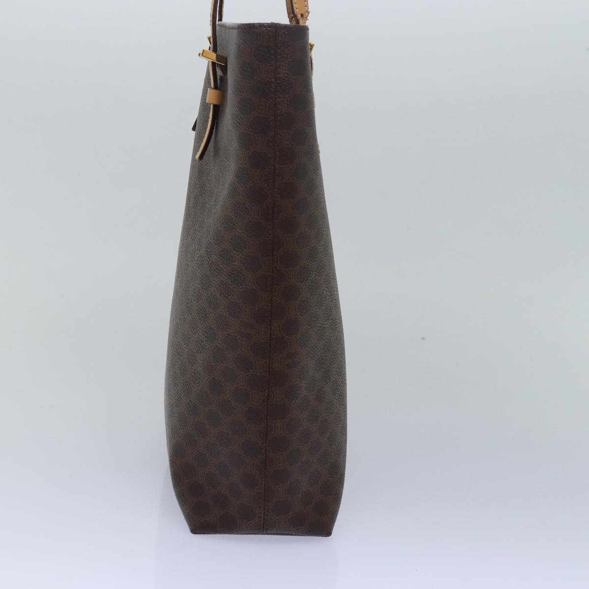 Luxury CELINE Macadam Canvas Hand Bag PVC Leather Brown 15492