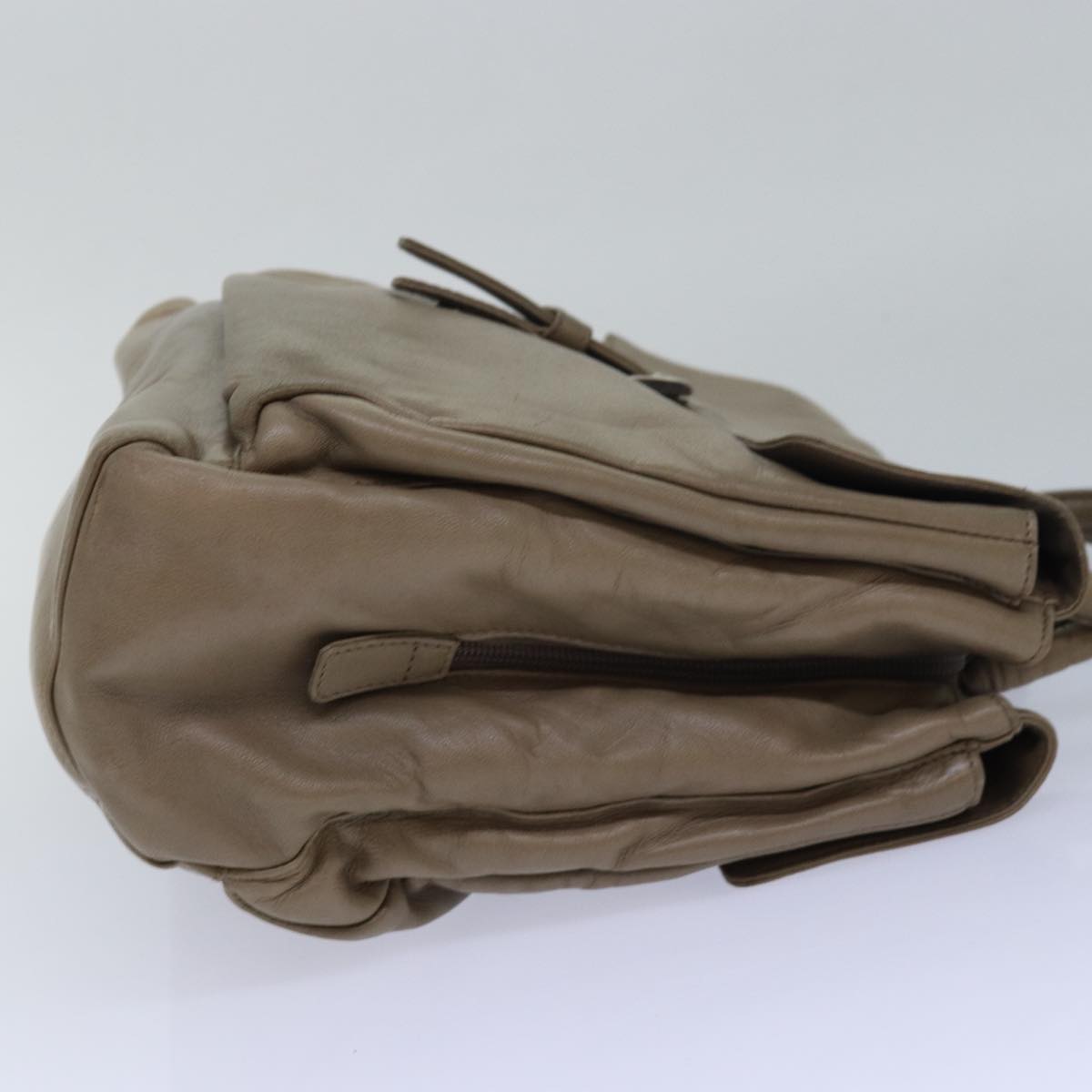 PRADA Hand Bag Leather Beige Auth